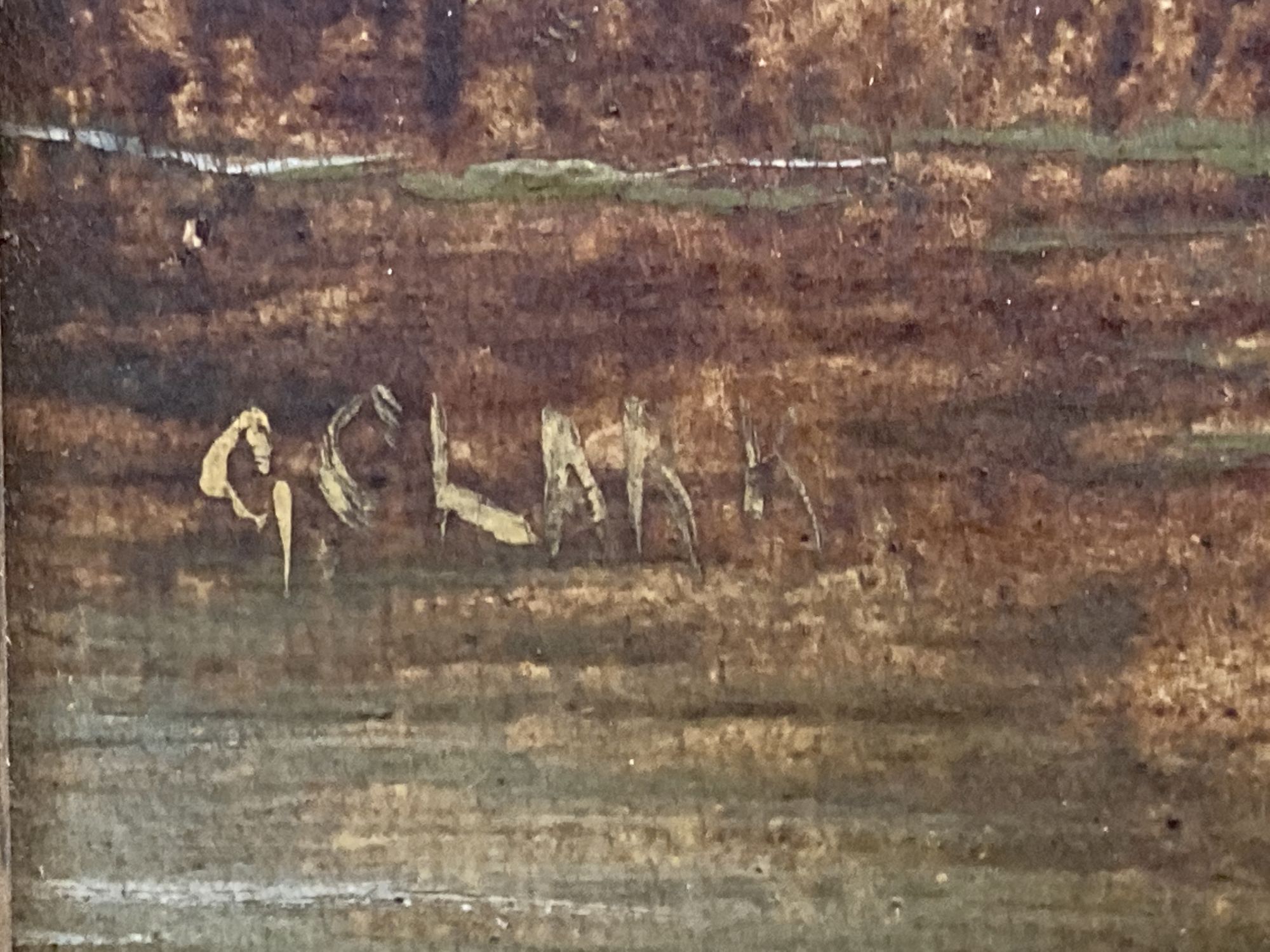 G.C. Earp, pair of oils on canvas, River landscapes, one signed, 34 x 48cm, maple framed